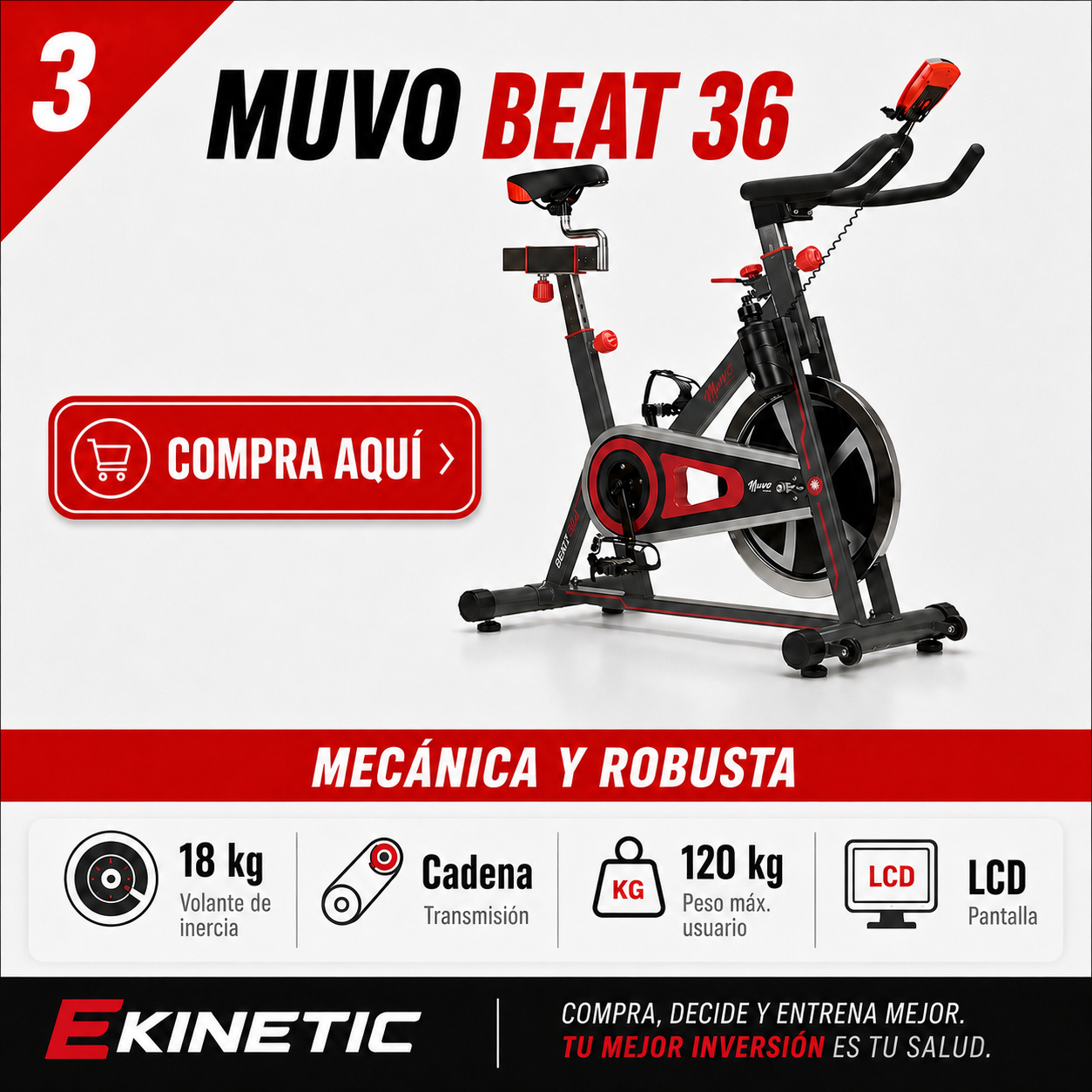 Bicicleta de spinning Muvo Beat 36 para uso doméstico