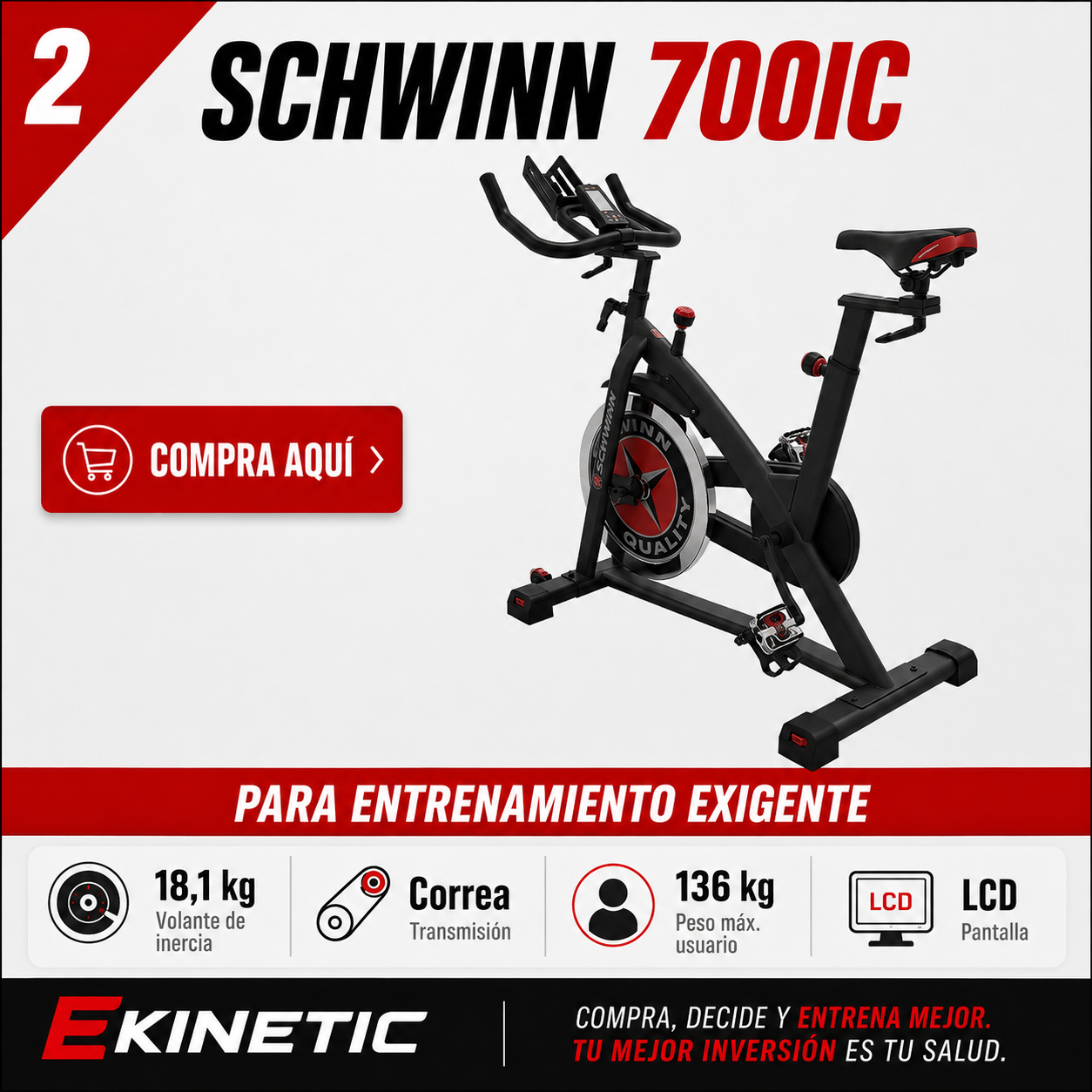 Bicicleta de spinning Schwinn 700IC para entrenamiento indoor cycling