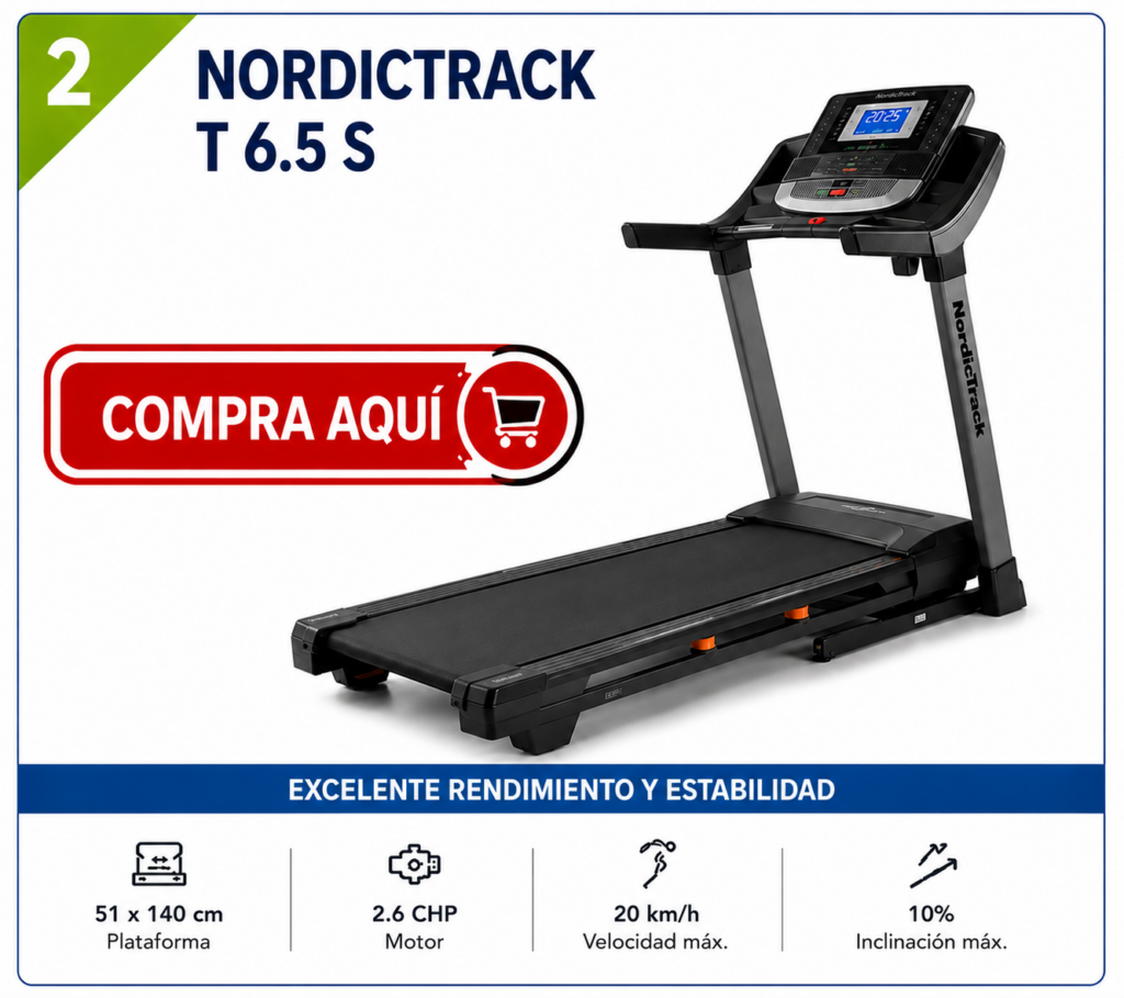 NordicTrack T 6.5 S, trotadora para entrenamiento doméstico moderado