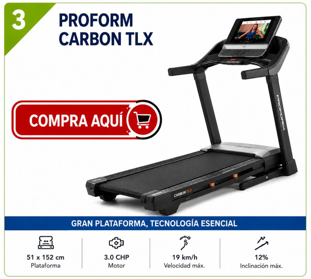 ProForm Carbon TLX, trotadora con plataforma amplia para uso en casa